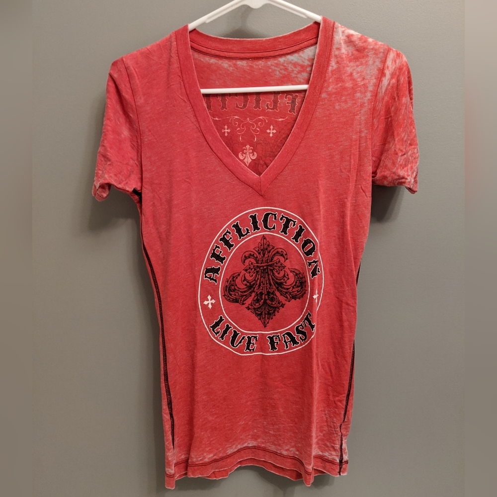 Women's Red Affliction V-Neck T-shirt